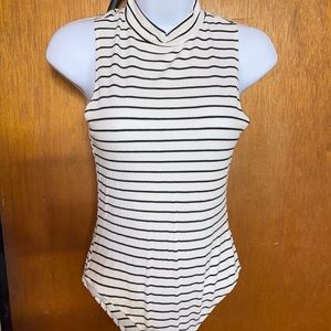 Black and white stripped bodysuit